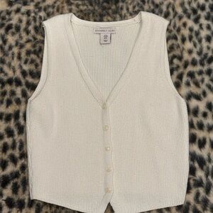 Cream Knit Button-Up Vest